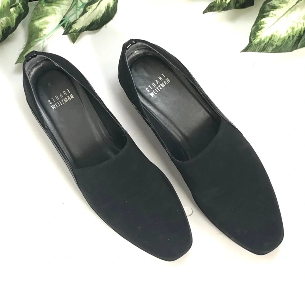 Stuart Weitzman Black Slip-on Loafers Mules